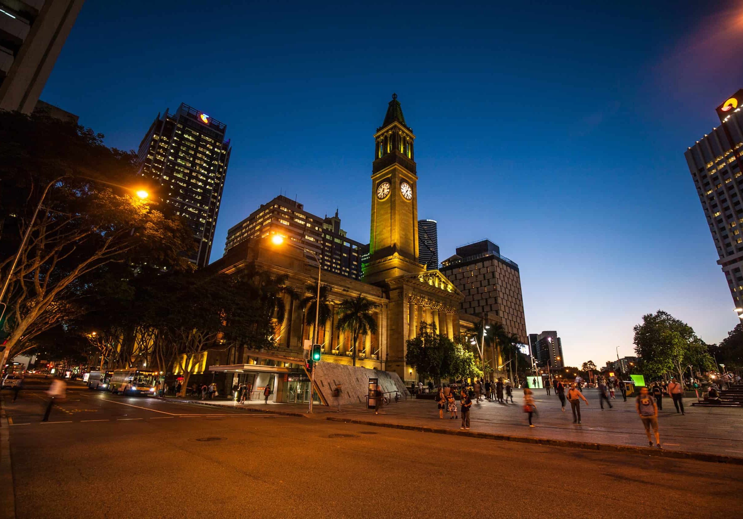 BRISBANE, AUSTRALIA - MAY 05: Brisbane City Hall, The building has been used for royal receptions, orchestral concerts, civic greetings, school graduations and political meetings on May 05, 2016